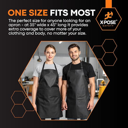 Xpose Safety Heavy Duty Vinyl Waterproof Aprons, White - For Home, Industrial and Commercial Use - Chemical Resistant