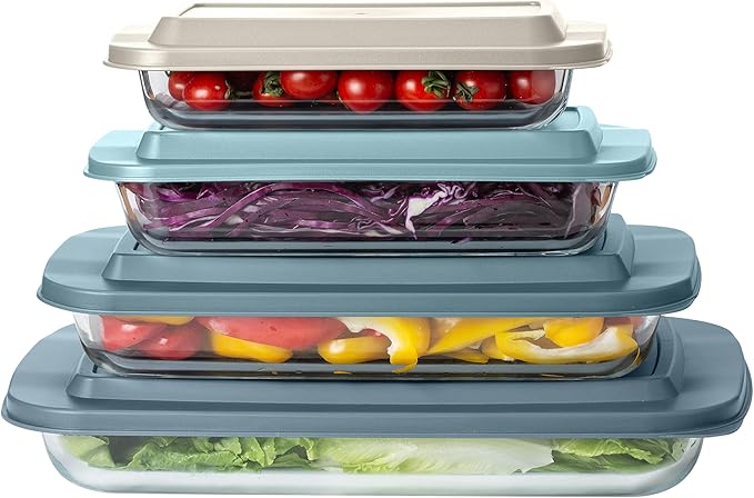 COOK WITH COLOR 8-Piece Deep Glass Baking Dish Set with Plastic Lids – Casserole and Food Storage Containers for Lasagna, Leftovers – Freezer-to-Oven, Microwave & Dishwasher Safe, Blue - Image 8