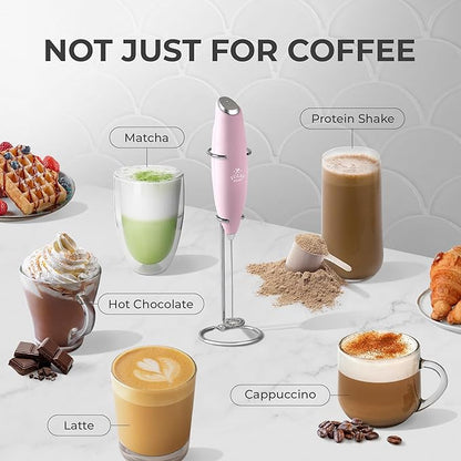 Zulay Powerful Milk Frother (4 Duracell Batteries Included) - Handheld Milk Frother Wand Drink Mixer for Coffee - Powerful Milk Foamer for Cappuccino, Frappe, Matcha & Creamer - Cotton Candy - Image 4
