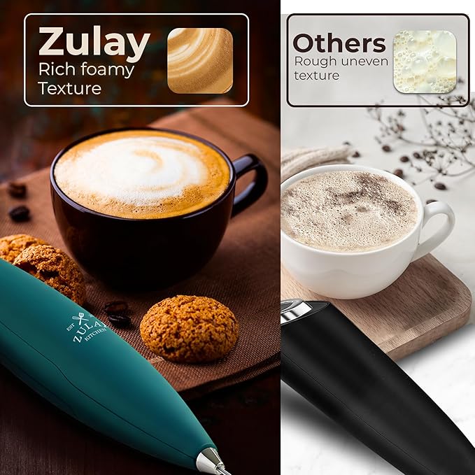 Zulay Kitchen Patented Tornado Triple Whisk Milk Frother with 4 Duracell Batteries – Handheld Foam Maker for Coffee, Lattes, Matcha & Hot Chocolate – Rich, Creamy Froth in Seconds - Vivid Emerald - Image 6