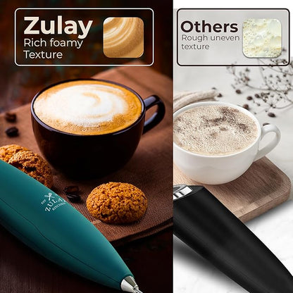 Zulay Kitchen Patented Tornado Triple Whisk Milk Frother with 4 Duracell Batteries – Handheld Foam Maker for Coffee, Lattes, Matcha & Hot Chocolate – Rich, Creamy Froth in Seconds - Vivid Emerald - Image 6