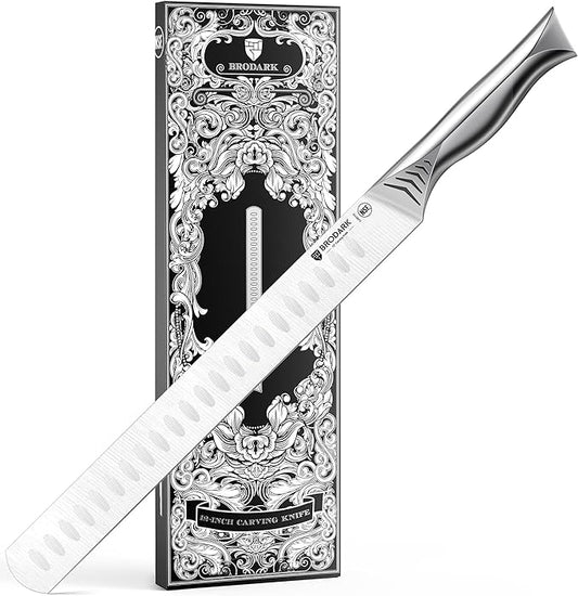 BRODARK Brisket Slicing Knife - 12" Carving Knife for Meat - High Carbon Stainless Steel, One Piece Design, BBQ & Grilling Gift for Men - NSF Certified, Shark Series