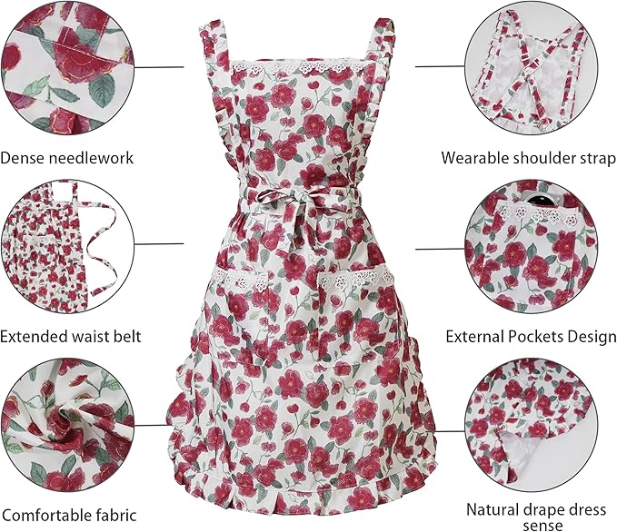 Funny Aprons for Women with Pockets, Kitchen Cooking Grilling Bbq Cute Chef Apron, Mothers Day Birthday Gifts for Women - Image 4