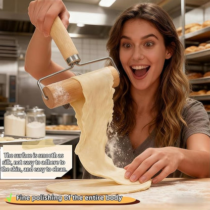 Wooden Rolling Pin Set - Non-Stick Pizza & Dough Roller, Ergonomic Bakery Tool for Cookies, Pie, Bread Dough | Heavy Duty, Easy Clean, Compact Storage | Kitchen Gadget Essential - Image 5