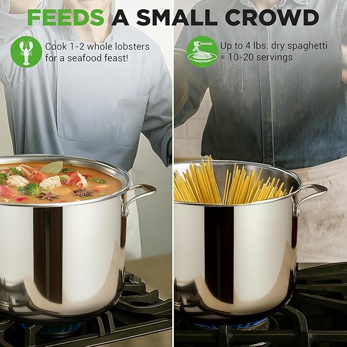 NutriChef 12-Quart Stainless Steel Stockpot – 18/8 Food Grade Heavy-Duty Induction-Compatible Pot with See-Through Lid, Ideal for Stews, Broths, Simmering & Soups, Dishwasher Safe – NCSP12 - Image 4