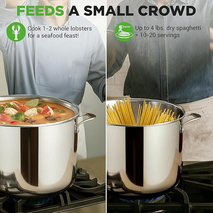 NutriChef 12-Quart Stainless Steel Stockpot – 18/8 Food Grade Heavy-Duty Induction-Compatible Pot with See-Through Lid, Ideal for Stews, Broths, Simmering & Soups, Dishwasher Safe – NCSP12 - Image 4