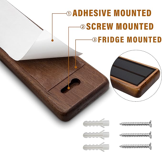 HOSHANHO Magnetic Knife Strips, Magnetic Knife Holder for Wall 16 Inch, Acacia Wood Knife Magnetic Strip Use as Knife Bar, Knife Holder for Kitchen Utensil Organizer - Image 3