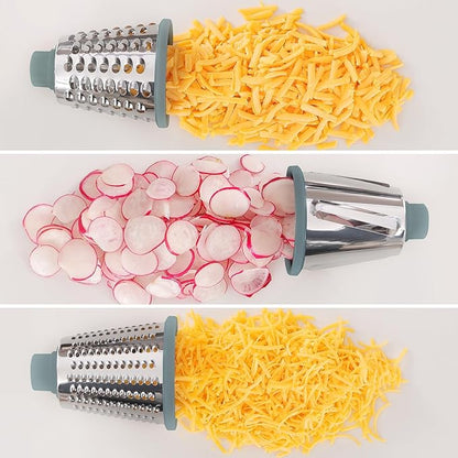 Cheese Grater Cheese Shredder with 3 Interchangeable Blades, Rotary Cheese Grater Manual Vegetable Slicer with Non-slip Suction Base Peanut Nuts Grinder Vegetable Shredder Clear - Image 5