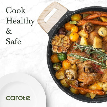 CAROTE Nonstick Stock Pot with Lid Soup Pot, 6 Quart Casserole with Lid, Easy to Clean Non Stick Cooking Pot,Pasta Pot - Image 3