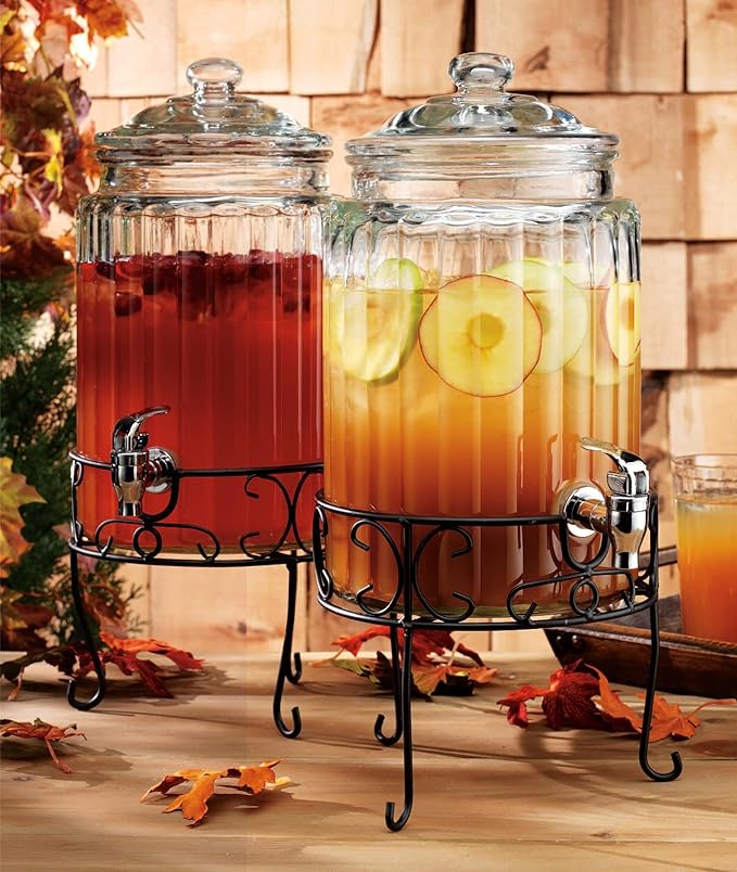 MosJos 2 PACK 1.5 Gallon Drink dispenser, Glass Beverage Dispenser With Elegant Stand Stand, Drink Dispensers for Parties With Spigot 100% Leakproof. Perfect For Parties And Daily Use - Image 3