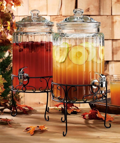 MosJos 2 PACK 1.5 Gallon Drink dispenser, Glass Beverage Dispenser With Elegant Stand Stand, Drink Dispensers for Parties With Spigot 100% Leakproof. Perfect For Parties And Daily Use - Image 3