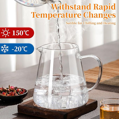 Glass Teapot with Stainless Steel Infuser, Borosilicate Tea Kettle, Clear Tea Maker for Loose Leaf Tea (550ML)