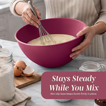 COOK WITH COLOR Mixing Bowls with Lids - 12 Piece Plastic Nesting Bowls Set includes 6 Prep Bowls and 6 Lids, Microwave Safe Mixing Bowl Set, Rose TPR Lid - Image 6