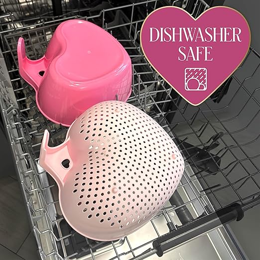 Paris Hilton Heart Bowl & Colander Set, Nesting 2-Piece Design with 3-Quart Capacity, Dishwasher Safe, Made without BPA, Pink - Image 6
