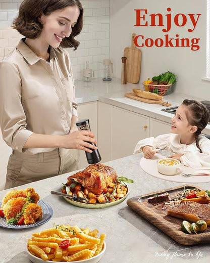 Electric Salt and Pepper Grinder Set with Storage Base, Stainless Steel Rechargeable Salt and Pepper Grinder Set with 4.5 oz Large Capacity, 1.8" Wide Mouth, Adjustable Coarseness, Ideal for Kitchen - Image 7