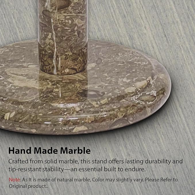 Handmade Fossil Grey Marble Paper Towel Holder – Natural Stone Stand with Subtle Fossil Patterns – Luxury Countertop Decor for Kitchen & Bathroom – Elegant Gift Idea