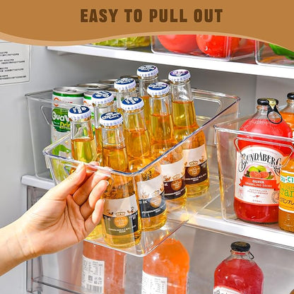12 Pack Middle Organizers and Storage, Pantry Organization and Storage Bins, Cabinet Organizer, Clear Plastic Storage Containers with Handle，Acrylic Storage Bins for Cabinet, Fridge - Image 4