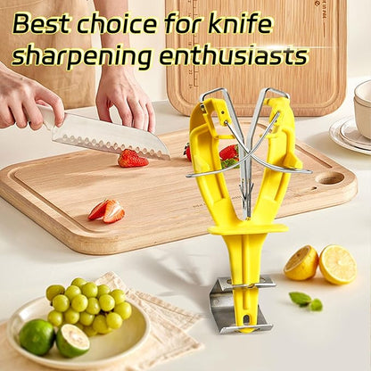 Stainless Steel Knife Sharpener Tool with Bracket, Maintenance Sharpening Tool for Kitchen Abattoirs Knives Helps Repair Sharpens, Hones, Polishes Blades