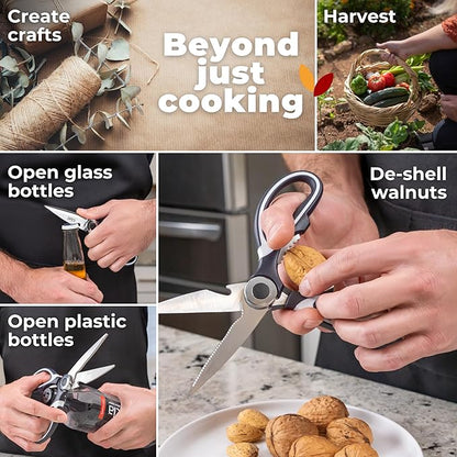 Kitchen Shears by Gidli - Liftime Replacement Warranty* - Includes Seafood Scissors As a Bonus - Heavy Duty Utility Stainless Steel All Purpose Ultra Sharp Scissors for Food/Cooking - Image 6