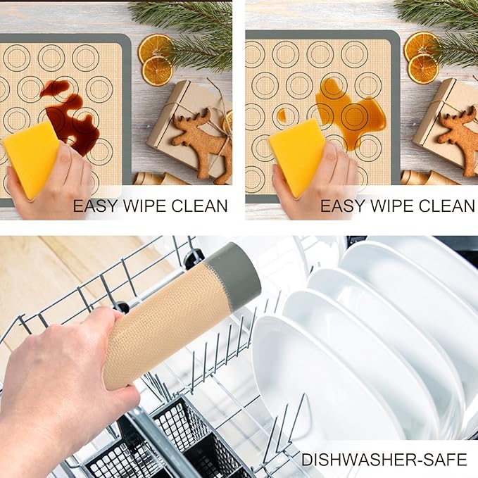 Macaron Silicone Baking Mat, 3 Pack Reusable Baking Mat, Non-Stick, Food Safe Silicone Cookies Sheets for Baking - Image 6