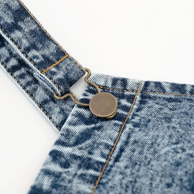 Jeanerlor - Cotton Tool Denim Work Apron with Convenient Pockets for Women Cross Straps & Adjustable(Denim Blue) - Image 6