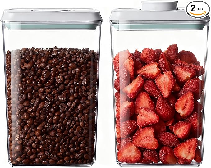 Melovom Pop Food Storage Containers Set Airtight Food Storage Containers with Pop Lids, Kitchen Pantry Organization and Storage, BPA Free, 2 x 2.8Qt by Melovom
