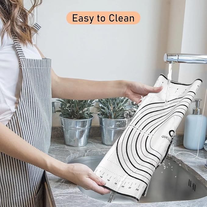 Silicone Pastry Mat - Non-Slip with Measurement Baking Mat for Fondant/Rolling Dough/Pie Crust/Pizza and Cookies - Oven Liner/Counter Mat/Kneading Mat,24" x 32", Black - Image 7