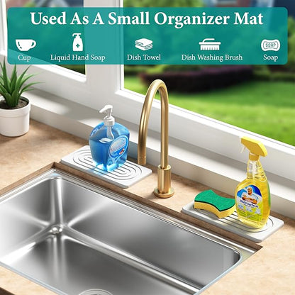 Water Absorbing Stone Tray, Quick Drying Diatomite Bathroom Tray Countertop, Stone Drying Mat for Kitchen Counter, Soap Dish Dispenser Vanity Organizer, White-B-8.3" x 4" - Image 6