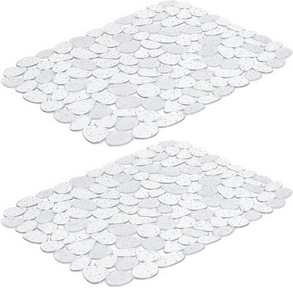 Bligli Pebble Sink Mat for Stainless Steel/Ceramic Sinks, PVC Eco-Friendly Sink Protectors for Bottom of Kitchen Sink, Dishes and Glassware, Fast Draining, 15.7 x 11.8 inch (2 Pack, Bling Clear)