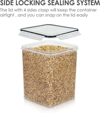 Vtopmart 4 PCS Large Food Storage Containers 5.2L / 175oz, 4 Pieces BPA Free Plastic Airtight Canisters for Flour, Sugar, Baking Supplies, Rice with Lids, 4 Measuring Cups and 24 Labels, Black - Image 4