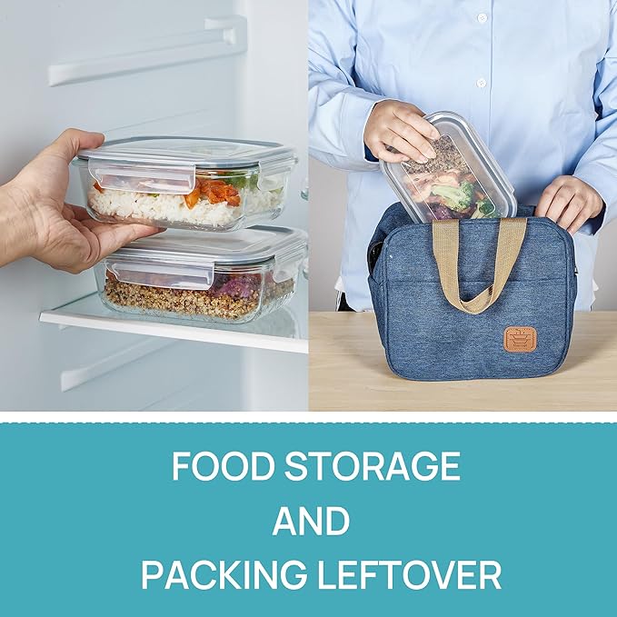 Vtopmart 5Pack 22oz Glass Storage Containers with Lids, Glass Meal Prep Food Container Sets with Snap Airtight Lids for Microwave, Oven, Freezer and Dishwasher, Grey - Image 5