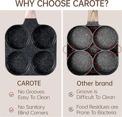 CAROTE Egg Pan Omelette Pan, 4-Cup Nonstick Granite Omelette Skillet - Pancake Pan and Healthy Egg Cooker Suitable for Gas Stove & Induction Cookware, Black - Image 7