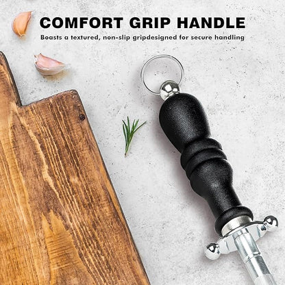 Knife Sharpener Rod, Kitchen Knives Sharpener Carbon Steel Professional Knife Sharpening Steel, Honing Rod with Hanging Holes (13 inches) - Image 3