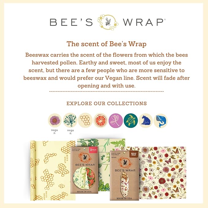 Bee's Wrap Beeswax Wraps for Food - Cut to Size 14x52" Beeswax Wrap Roll - Plastic Free Made in USA Reusable Natural Food Wrap - Garden Party - Image 7
