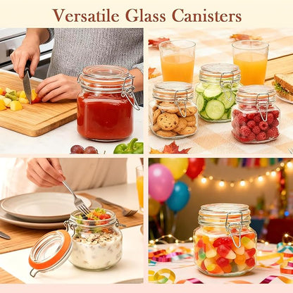 25 oz Glass Jars With Airtight Lids And Leak Proof Rubber Gasket,Wide Mouth Mason Jars With Hinged Lids For Kitchen Canisters 750ml, Glass Storage Containers 6 Pack - Image 6