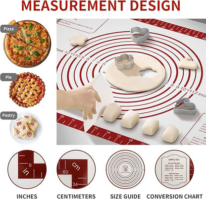 Silicone Baking Mat, Non Stick Pastry Mat Sheet for Dough Rolling, Nonslip Fondant/Pie Crust Mat, Counter Mat Oven Liner Mat for Making Cookies Macarons Bread Baking Supplies Extra Large 26 x 16 Inch - Image 4