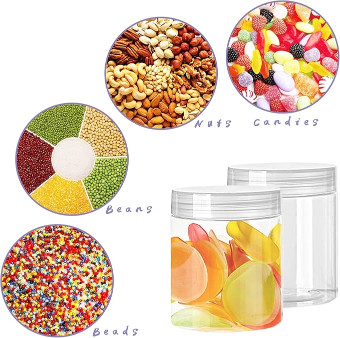 20 Pack 4oz Clear Plastic Jars with Lids,115ml Wide-Mouth Refillable Storage Containers,Empty Round Containers for Candy,Beads,Lotion,Slime Making and Food Storage - Image 4