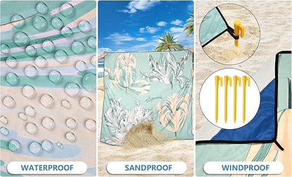 HIHOHO Beach Blanket Waterproof Sandproof Extra Large Beach Mat 79" X 83"/120"x108"for 1-8 Adults Quick Drying Durable Outdoor Picnic Mat for Beach Travel Camping Hiking