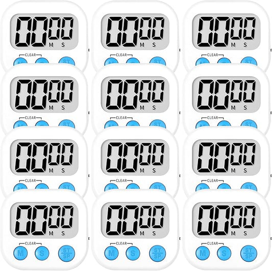 ZILLEEN Kitchen Timer Digital with Magnetic Back for Kids Classroom, White 12 Pack by ZILLEEN