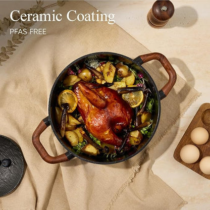 CAROTE 5QT Ceramic Stock Pot with Ladle, Nonstick Casserole with Lid, Even Heating Stockpot, Fits All Stoves, Non Stick Large Capacity Cooking Pots, PFAS Free, Black - Image 3