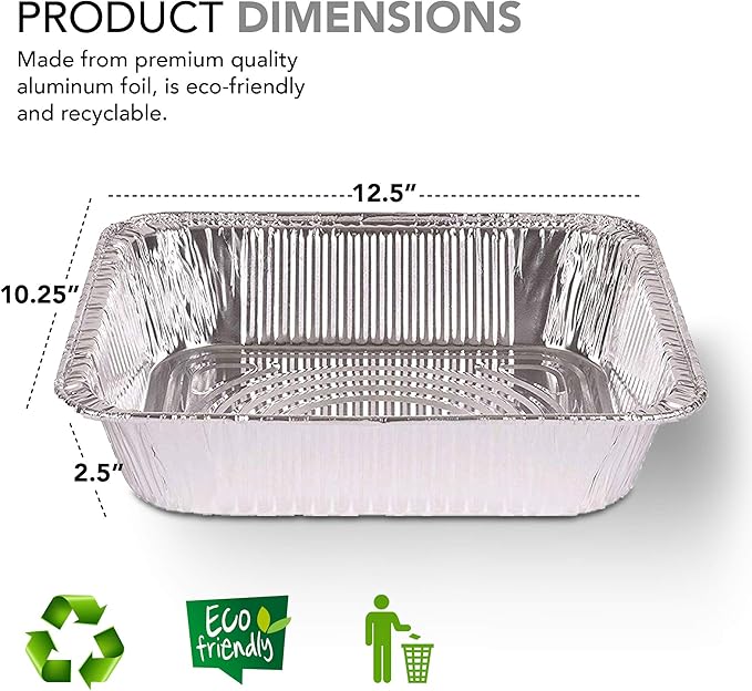 Stock Your Home 9x13 Aluminum Pans (20 Pack) - Disposable & Recyclable Foil Tray- Half Size Steam Table Deep Pans - Tin Foil Pans for Cooking, Heating, Storing, Prepping Food, BBQ, Grilling, Catering - Image 2