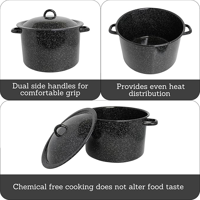MIRRO 7.75qt Enamel Stock Pot, Black - Image 2