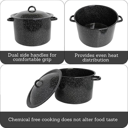 MIRRO 7.75qt Enamel Stock Pot, Black - Image 2