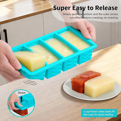 3-Pack Silicone Freezer Trays with Lid,2 Large 2-Cup(500ml)&4 Medium 1-Cup(250ml)&6 Small 1/2-Cup(125ml) Soup Freezer Container Molds,Ice Cube Tray For Meal Prep&Freezing Soup,Stews,Sauces