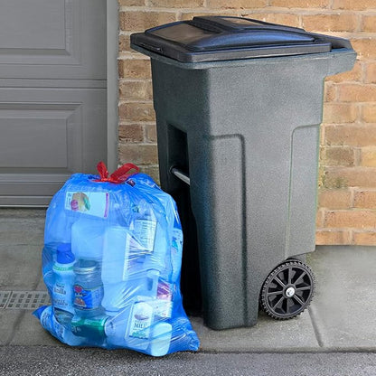 Amazon Basics Blue Recycling Drawstring Trash Bags, Tall Kitchen, Unscented, 13 Gallon, 60 Count (Pack of 6)