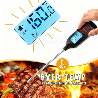 Antonki Meat Thermometer Digital, Smart Instant Read Food Thermometer with Super Long Probe for Cooking Grilling Baking Kitchen Candy BBQ Oil Liquid, Backlit Display, Battery Included - Image 2