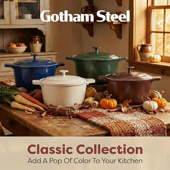 Gotham Steel 5 Qt Lightweight Dutch Oven Pot with Lid & Holders, Ceramic Non Toxic, Oven Safe & Even Heat Retaining Dutch Oven for Bread Baking Sourdough, Soup, Casserole, 70% Lighter than Cast Iron - Image 8