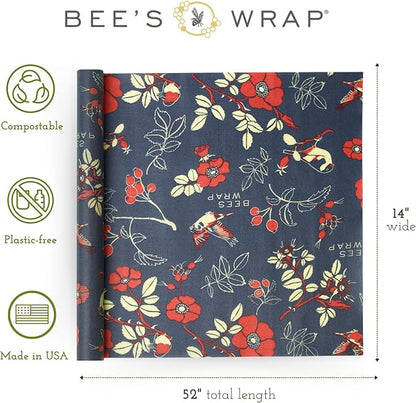Bee's Wrap Beeswax Wraps for Food - Cut to Size 14x52" Beeswax Wrap Roll - Plastic Free Made in USA Reusable Natural Food Wrap - Botanical - Image 2