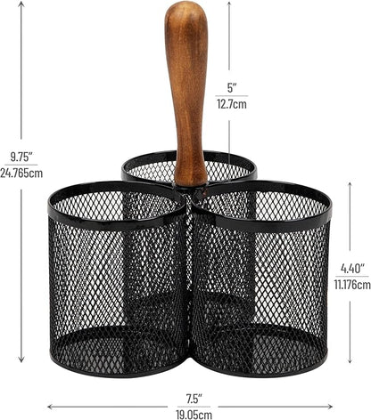 Mind Reader Utensil Holder, Silverware Organizer, Caddy, Cutlery Holder, Kitchen, Metal Mesh, 7.5"L x 7.5"W x 9.75"H, Black - Image 3