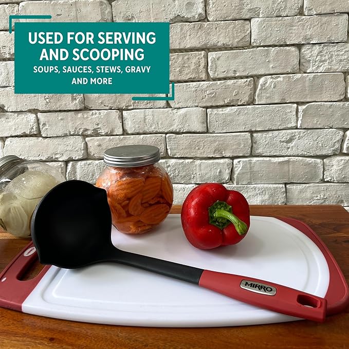 MIRRO 8oz XL Canning Ladle, Black with Red Handle